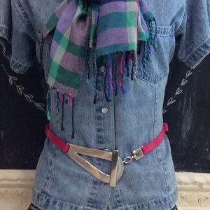 Express Skinny Leather Belt w/Silver Loop Buckle